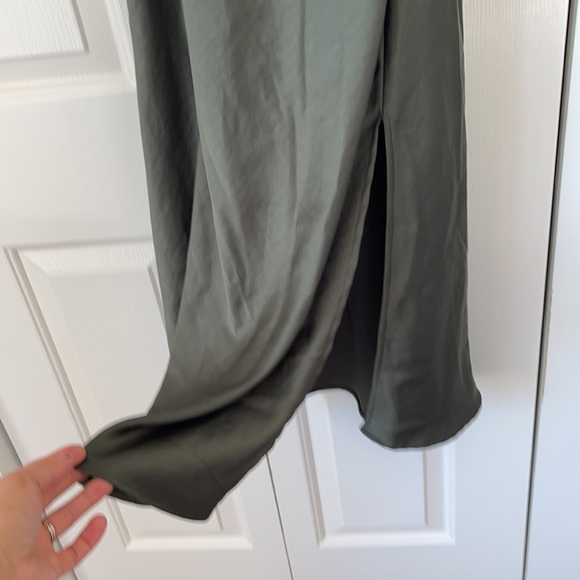 Zara Sage Green Satin Slip Dress - Picture 4 of 7